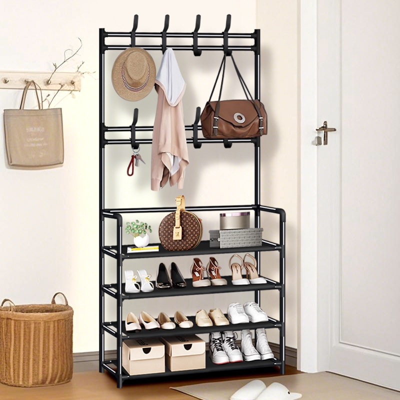 Floor Coat Rack Bedroom Dormitory Hanger Household Multifunctional Metal Combination Light Luxury Storage Rack Simple Shoe Rack