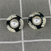 Retro earrings, silver needle from pearl, stone inlay, silver 925 sample