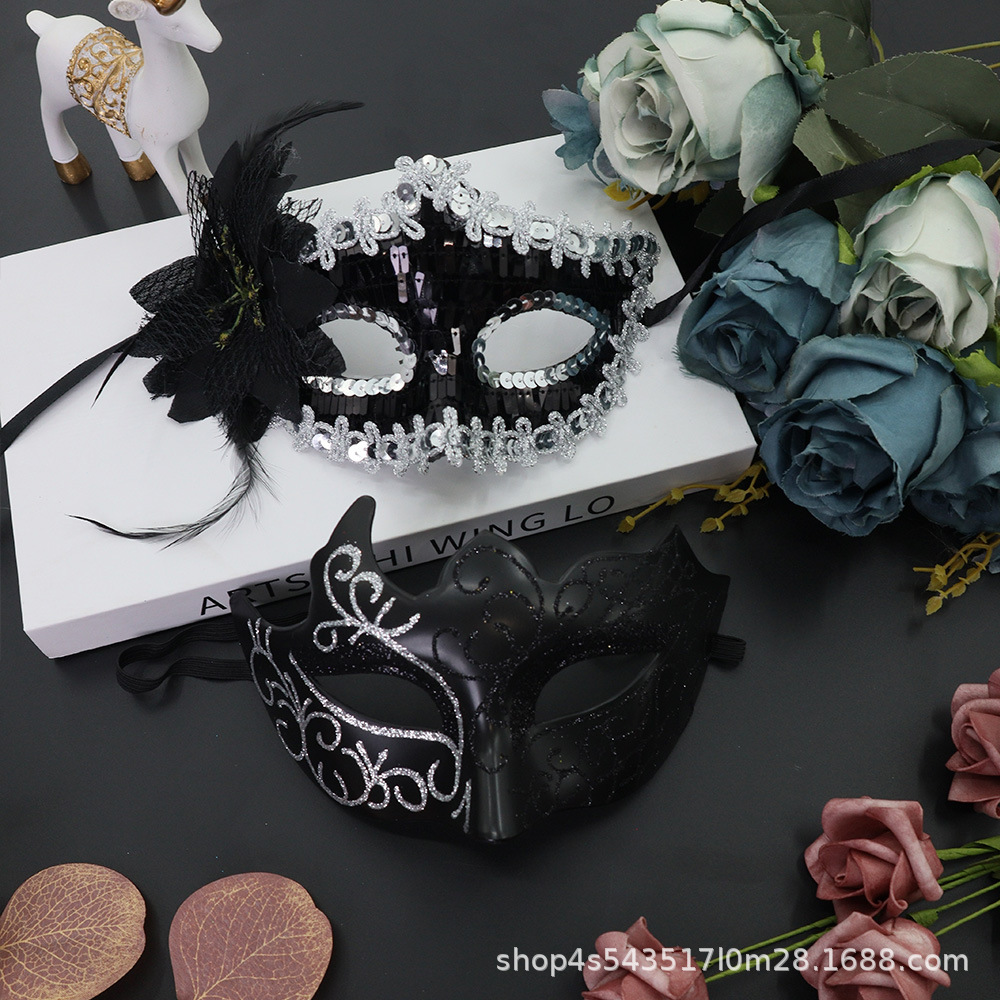 Tronos transfronterizos Amazon venta caliente máscara de fiesta de disfraces traje de moda pintura de media cara máscara de fiesta de carnaval