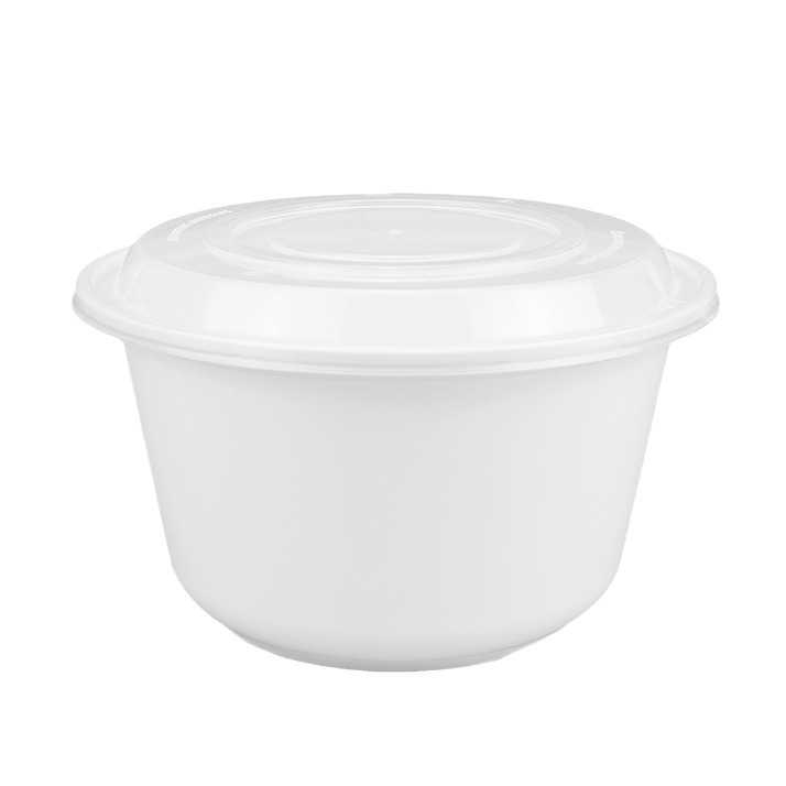 Caja de comidas desechable gruesa cuenco de plástico duro blanco PP material de hielo en polvo cuenco de embalaje de carne de carne occidental caja de pesca de frutas