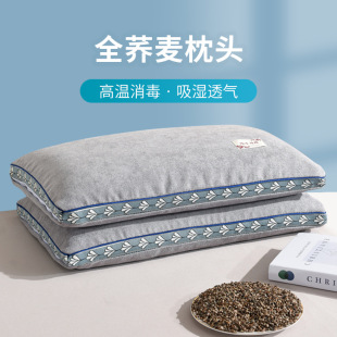 Pure Buckwheat Shell Pillow Single Dormitory Hard Pillow Core with Pillowcase Cervical Spine Protection Buckwheat Skin Single Pack to Help Sleep for Men and Women