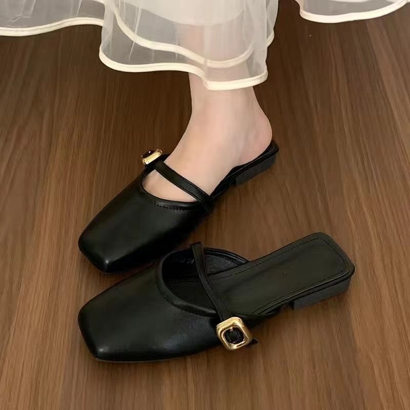 Flat-Bottomed Closed-Toe Mary Jane Sandals 2024 New Style Sequined Low-Heeled Elegant Sandals to Match with Dresses, Half-Slippers for Women Flat-Bottomed Closed-Toe Mary Jane Sandals 2024 New Style Sequined Low-Heeled Elegant Sandals to Match with Dresses, Half-Slippers for Women