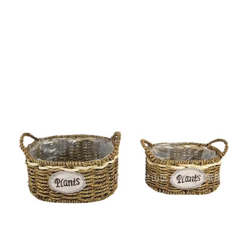 Maceta Tejida de Rattán con Asa – Ideal para Suculentas, Decoración o como Cesta de Frutas