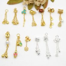 古法金蝴蝶结玲花葫芦莲花醒狮流苏挂件珍珠吊坠手链项链手串挂件