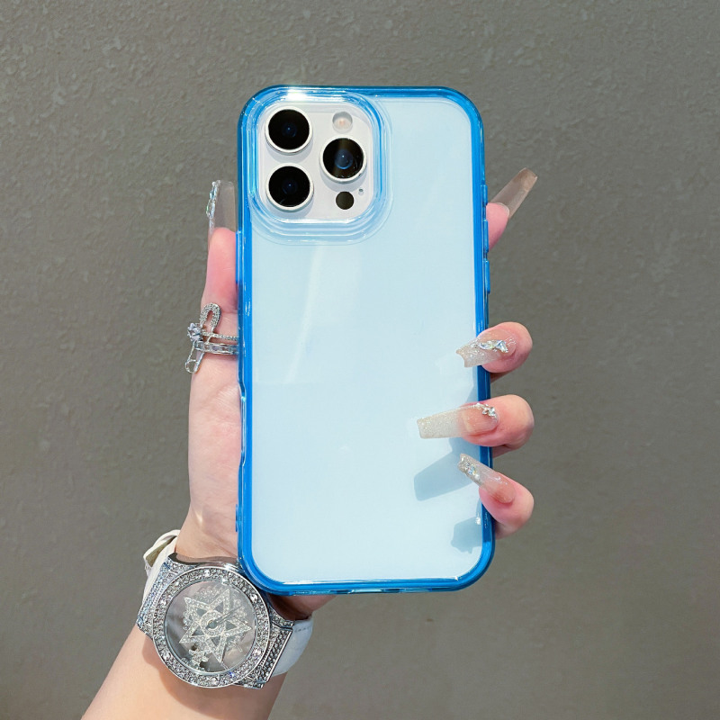 彩虹深色边框透明软壳适用iPhone16promax手机壳15二合一气囊防摔|undefined