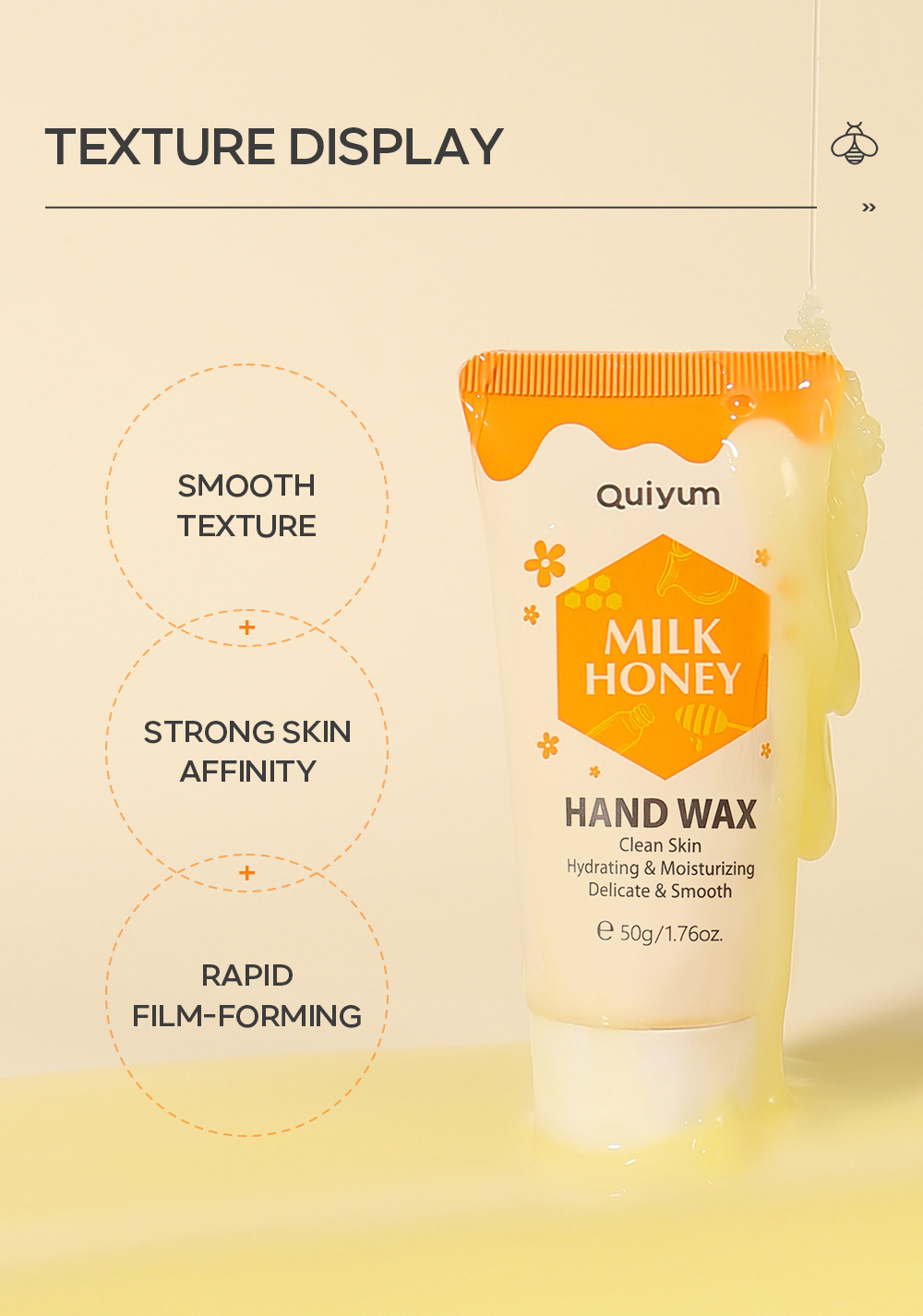 Cross-border QUIYUM milk Honey Hand Wax 50g Moisturizing, hydrating and hydrating hand care skin care products in stock from the manufacturer undefined