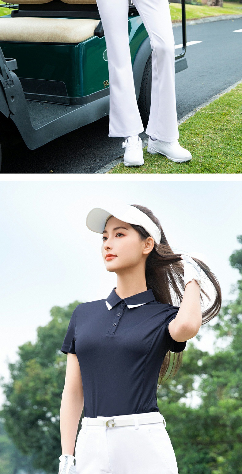 Áo thun golf nữ tay ngắn chống nắng UPF50+ kháng khuẩn — YF776-áo màu trắng, YF776-áo màu xanh pha lê băng, YF776-Áo màu xanh hải quân, YF776-áo màu hồng hoa anh đào chi tiết 10