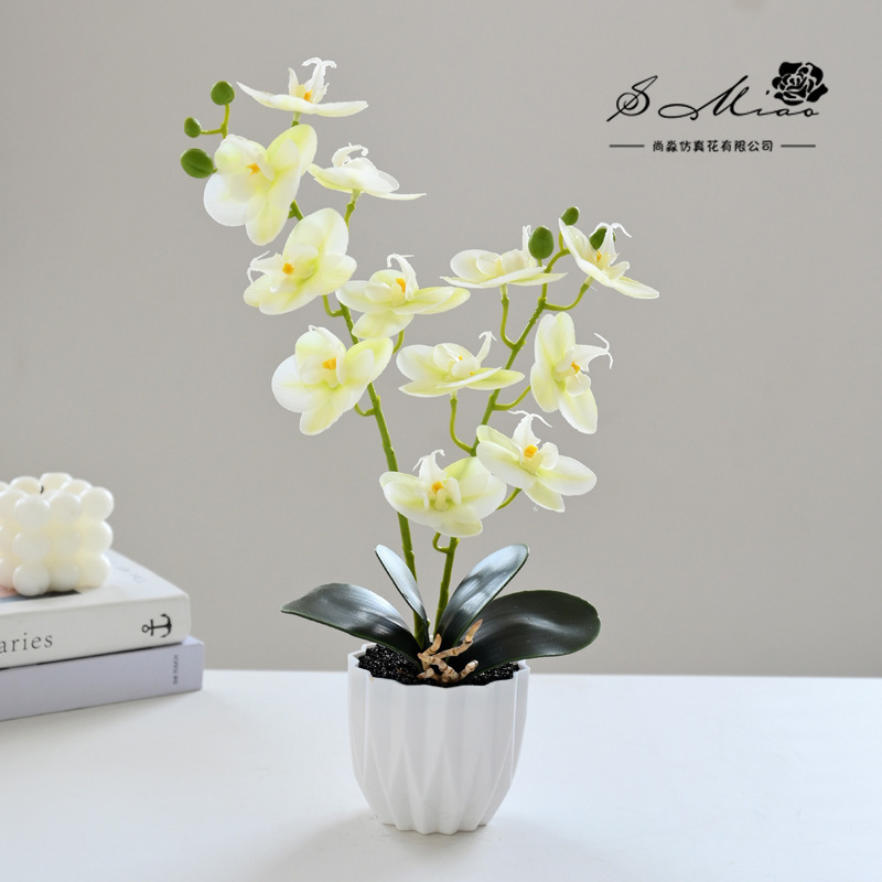 12 flores falsas sensación orquídea mariposa bonsai simulación de flores decoración interior adornos flores artificiales simulación de maceta image 19