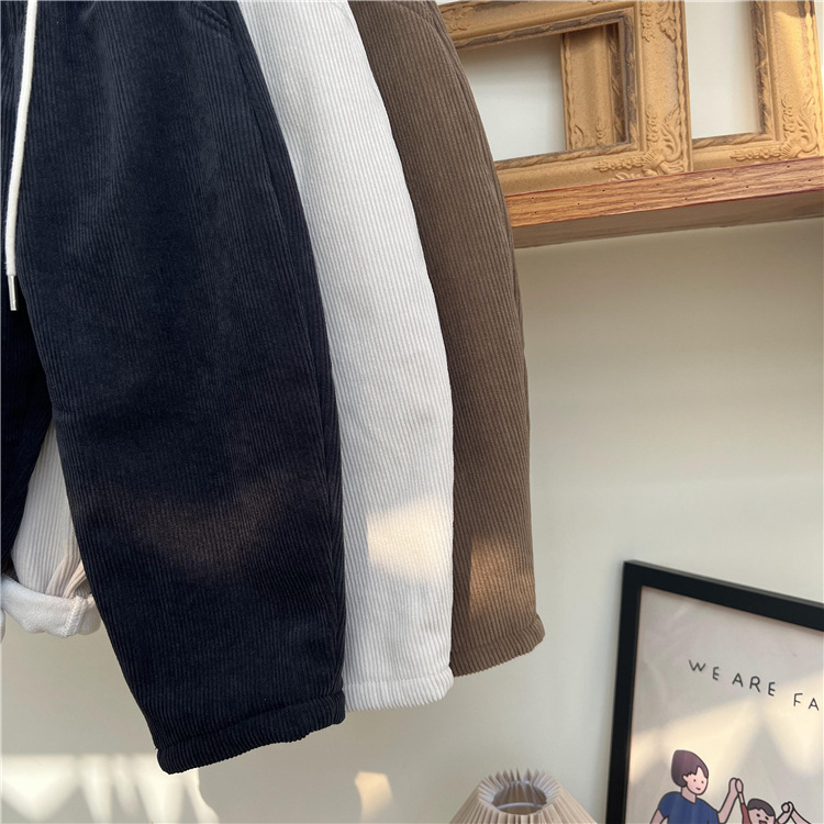 Bambini inverno un pezzo velluto a coste per ragazzi e ragazze coreani tinta unita etichetta lungo con velluto a righe dritto_voghion.com