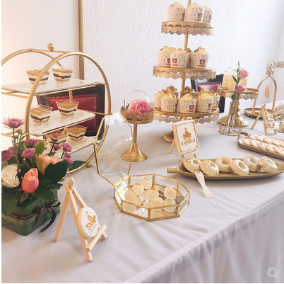 Soporte de postre soporte de exhibición decoración estante de la torta multi-capa europea té de la tarde tres capas merienda soporte bandeja mesa de comida fría