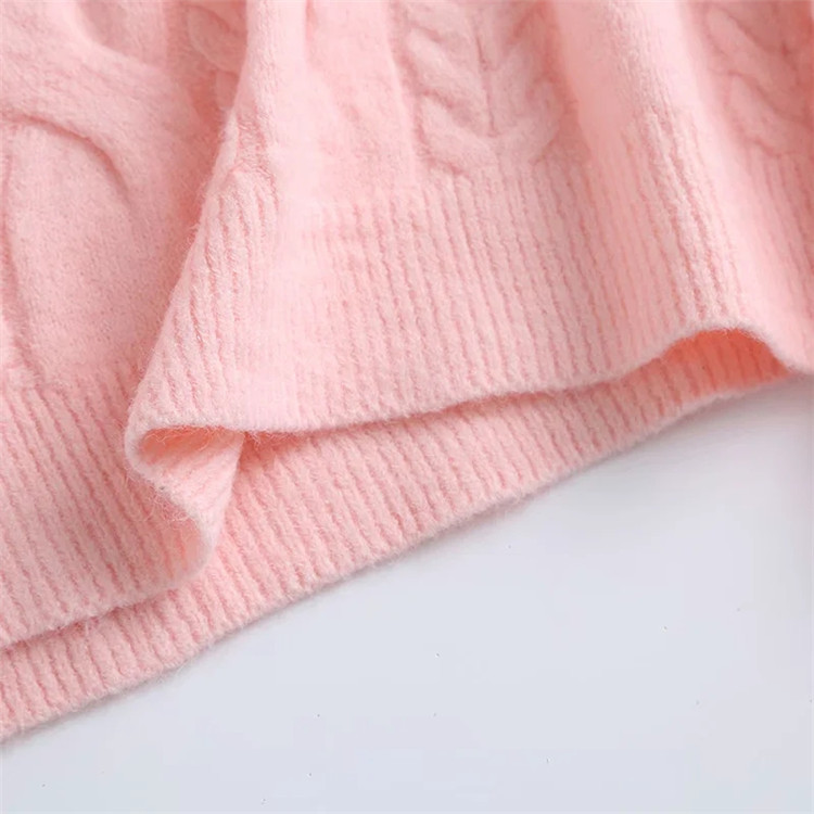 twist knit solid color turtleneck sweater NSLD20596