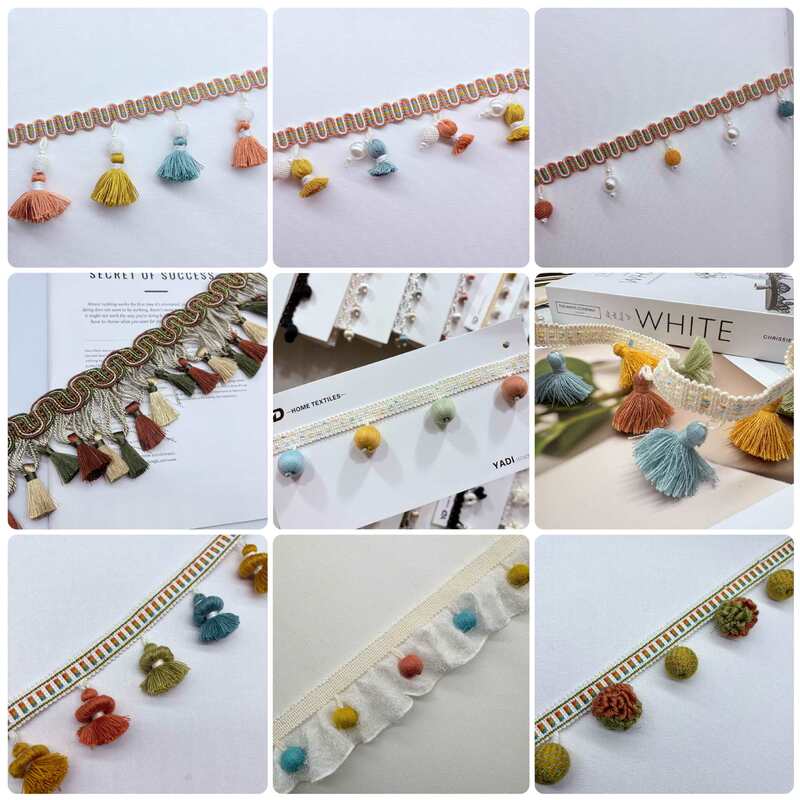Curtain Lace, Colorful Tassels, Wooden Beads, Ribbon Lace, Handmade Children's Room Decoration, Clothing Accessories Curtain Lace, Colorful Tassels, Wooden Beads, Ribbon Lace, Handmade Children's Room Decoration, Clothing Accessories