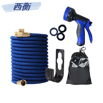 Car wash water gun hook high pressure flushing artifact telescopic hose spray gun new powerful pressurized watering blue (High pressure car wash water gun) - 25ft-original-length-25m-after-connecting-to-water-75m-blue-american-standard-suit