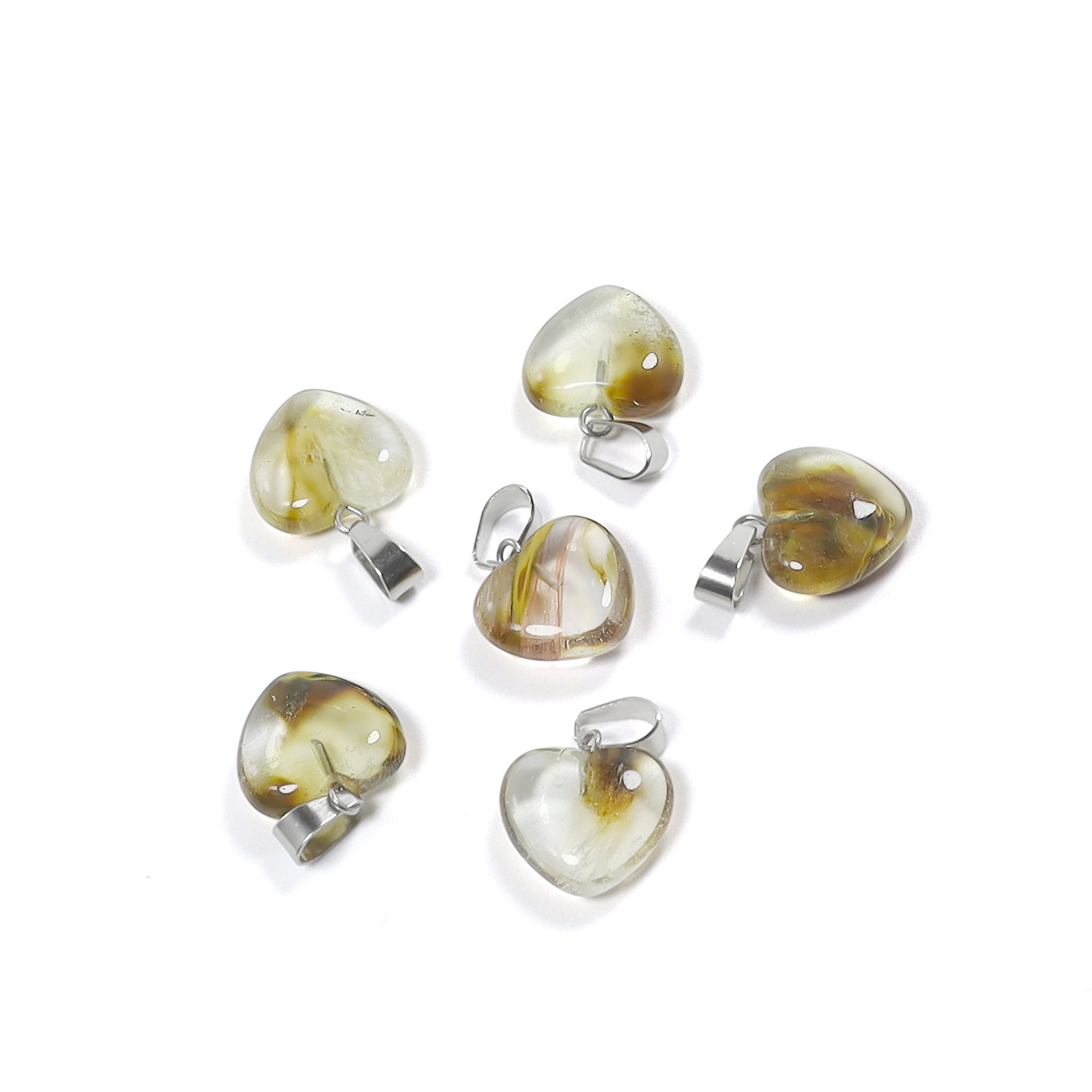 Transfronterizo Amazonas polvo de cristal caballo colgante 16mm pequeño corazón de melocotón regalo de día de San Valentín colgante de gemas naturales en forma de corazón
