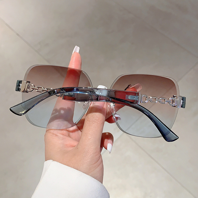 55g Weight Frameless Glasses Structure Sunglasses Classification PC, UV400 Protection Lens Material Square Glasses Style Outdoor, Travel Occasion Geometric Pattern All Seasons Season Unisex Gender Simple Style, Streetwear Style Simple Style Streetwear Geometric PC UV400 Protection Square Frameless Women's Sunglasses 4