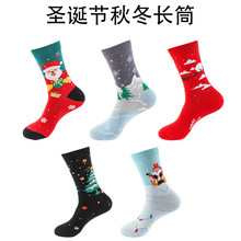 货源地跨境欧美潮圣诞袜子现货圣诞节礼物长袜情侣中筒袜诸暨袜子
