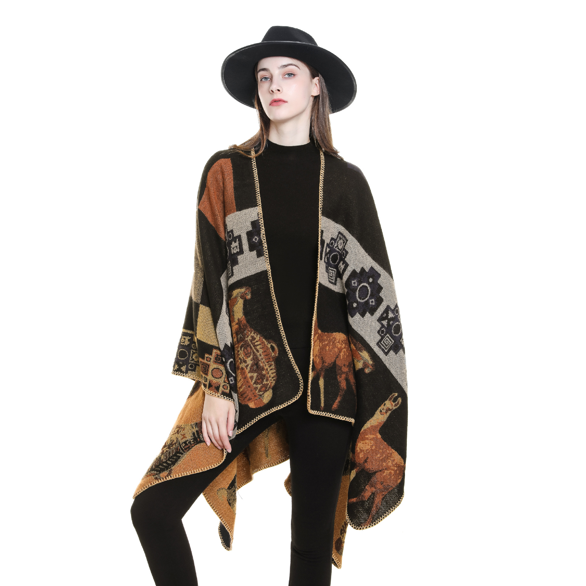 2022 mantón de las nuevas mujeres del otoño y el invierno espesado estilo étnico más tamaño split viaje moda al aire libre