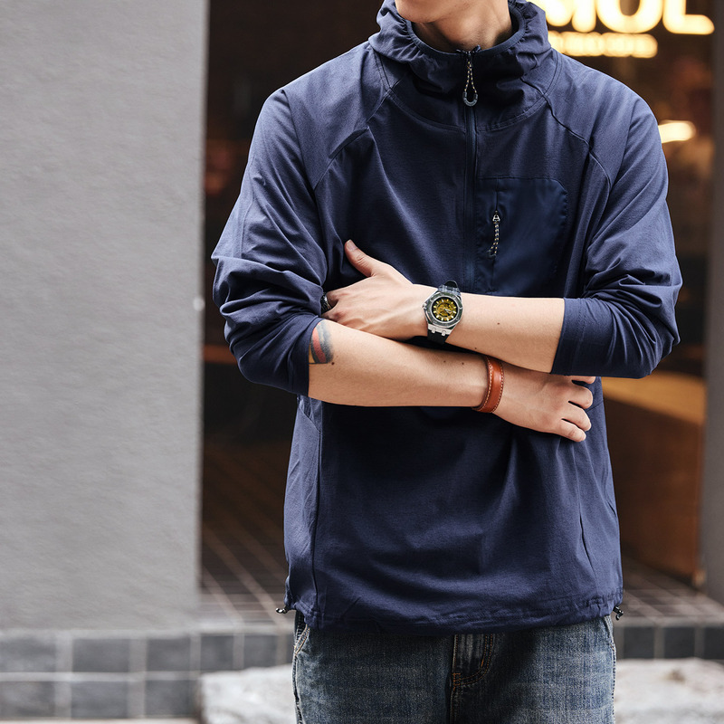 Hot American Outdoor Cycling Sports Quick-Drying Hooded Long-Sleeved T-Shirt Men's Loose Mountaineering Hiking Top Jacket