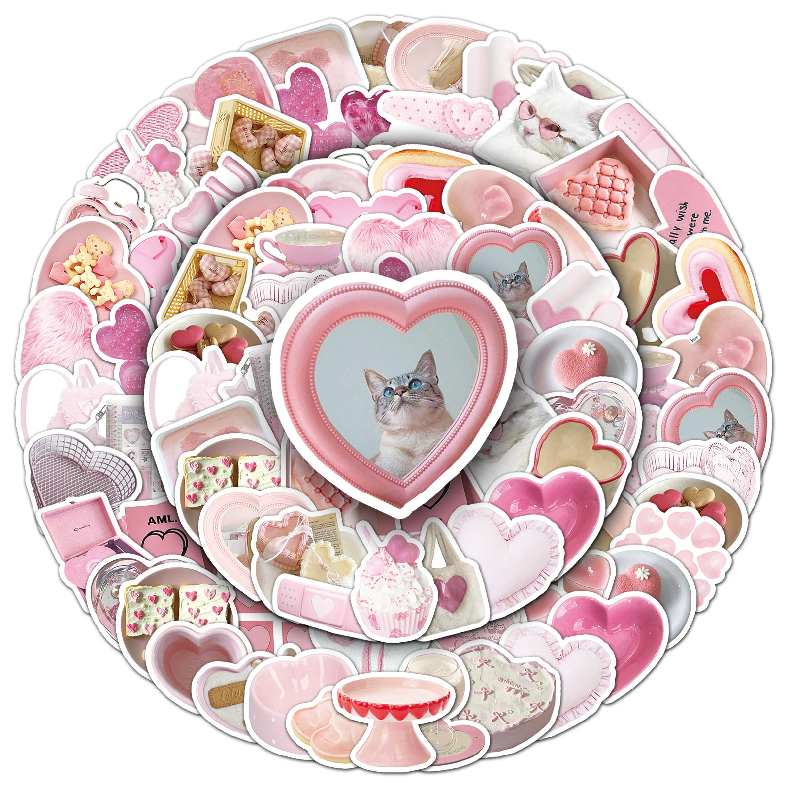 PVC self-adhesive Material 1 Set Heart Shape Cat School Graduation PVC Self-adhesive Cartoon Style Cute Stickers