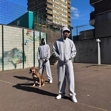 高质量美式hiphop嘻哈街舞连帽卫衣外套男潮宽松运动套装直筒卫裤