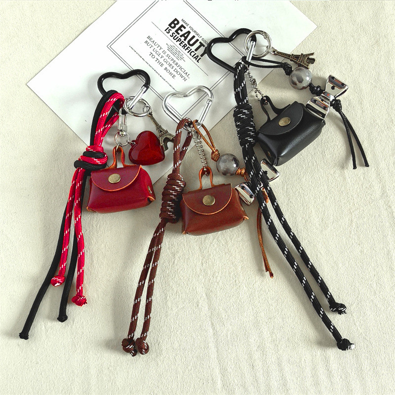 Cross-border trendy trendy leather mini bag keychain, niche pendant, creative backpack key chain wholesale
