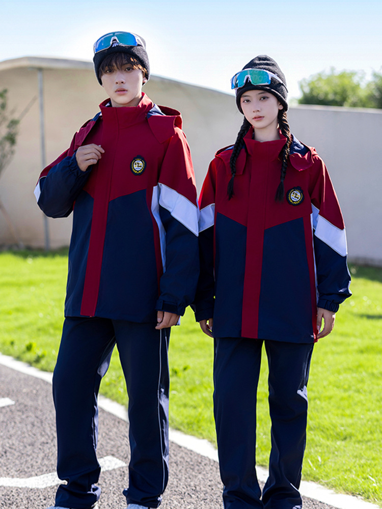 Uniforme escolar de otoño y invierno, traje de asalto grueso 3 - en - 1 desmontable, traje de invierno infantil, conjunto de tres piezas