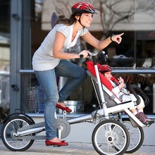 母婴亲子电动自行车户外儿童三轮带娃车骑行代步接送宝宝遛娃神器