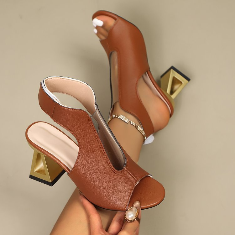Sandalias de Tacón Alto Boca de Pescado para Mujer de Cuero Sintético con Tacón Grueso para Verano image 12