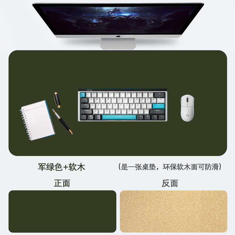 Alfombrilla de ratón de cuero de corcho para uso en la oficina, impermeable y antideslizante, alfombrilla para computadora, alfombrilla para escritorio resistente a las manchas, alfombrilla de ratón extragrande