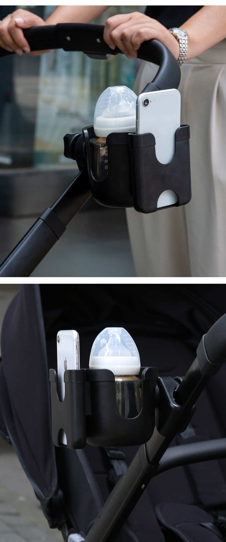 Title 10, Kinderwagen Becherhalter mit Handyfach. Getränk...