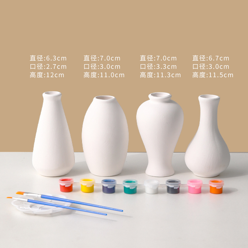 Jarrón de cerámica en blanco simple bricolaje blanco embrión bajo vidriado pintura de color sin yeso pintura de la mano de los niños de cerámica en blanco liso envío gratuito
