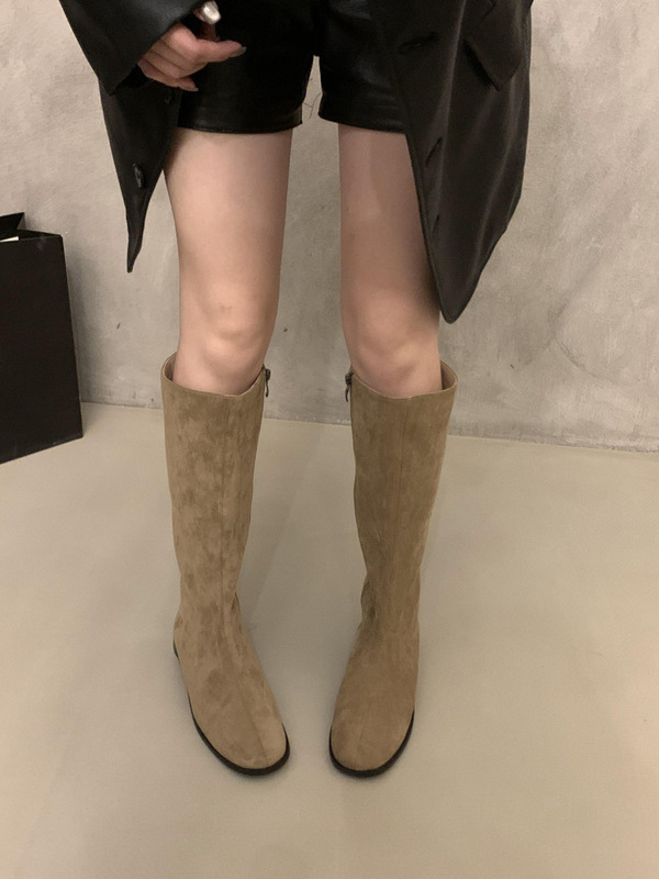 法式棕色美拉德瘦瘦长筒靴女鞋2025年新款秋季韩版长靴中筒骑士靴|undefined