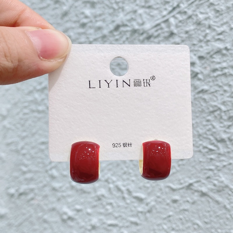丽银/丽贝丽影红色系列耳饰复古时尚百搭氛围感滴油轻奢耳环预售|undefined