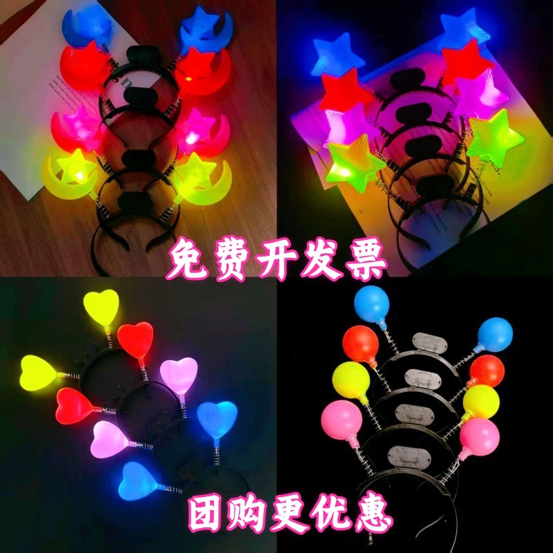 Accesorios de rendimiento del Día del Niño Tapas luminosas Estrellas de primavera Diadema luminosa Estrella de cinco puntas Diadema decorativa al por mayor