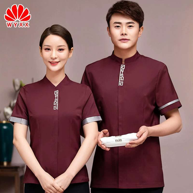 Рабочая одежда официанта с короткими рукавами Ресторан отеля Ресторан быстрого питания Ресторан Hot Pot Кафе с длинными рукавами Униформа Западного ресторана
