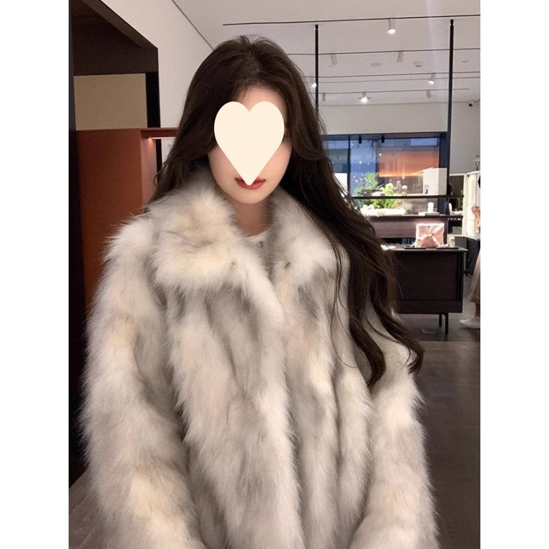 2025 Haining new eco-friendly leather coat for women medium-long fox fur all-in-one young fur coat popular style
