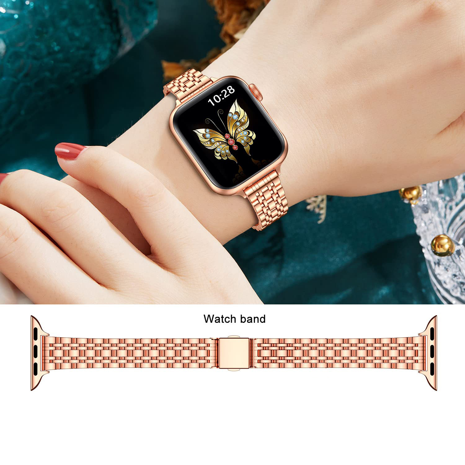 92g Weight Smart watch strap Classification Alloy Material Multicolor, Solid Color Pattern Elegant Style Elegant Multicolor Solid Color Smart Watch Strap 3