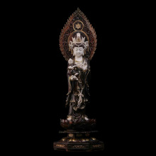 送子观音摆件天然猛犸象牙镶嵌小叶紫檀木牙雕木雕工艺品摆件批发