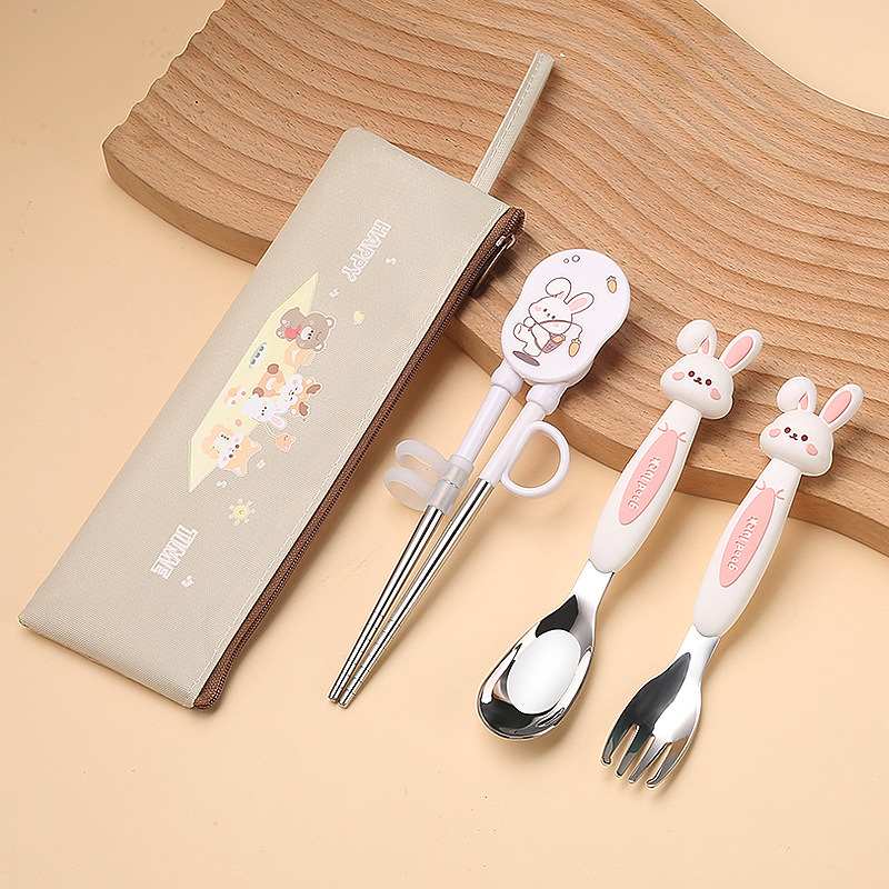 [꼬마토끼] 학습젓가락 + 주괴포크 + 주괴숟가락
