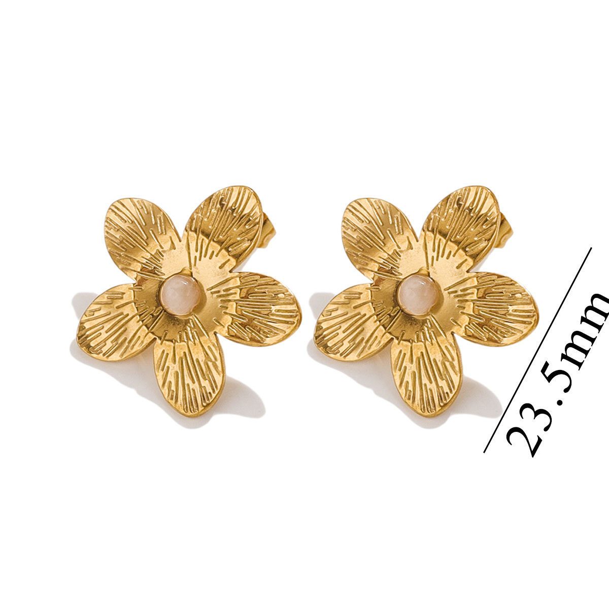 1 Pair Vintage Style Simple Style Flower Inlay 304 Stainless Steel Turquoise Ear Studs display picture 5