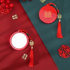 喜庆镜喜字对镜新娘压腰镜结婚陪嫁挂镜婚庆用品小木镜子结婚对镜