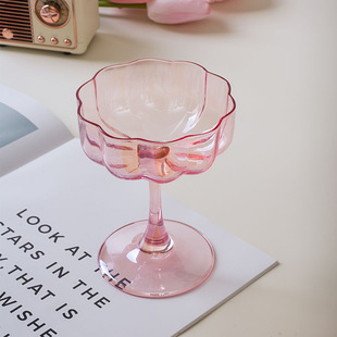 Crystal Glass Petals Goblet Creative Flower Cocktail Champagne Cup Macaron Colored Frosted Wine Cup