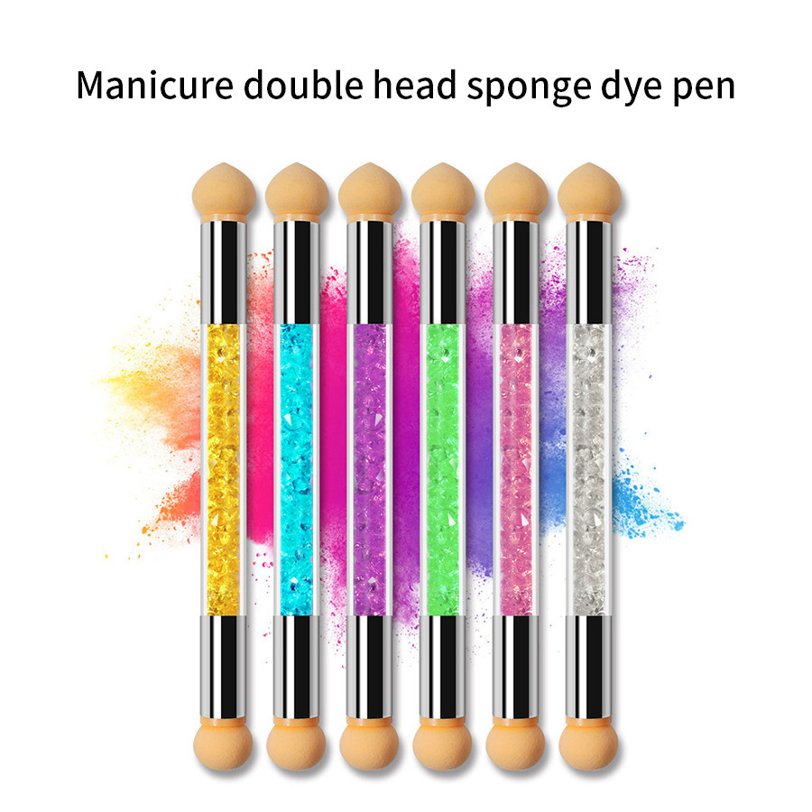 Herramientas de uñas pluma de esponja de uñas de doble cabeza pluma de color de punto pluma de tinta emborronada pluma de Arte de uñas gradiente ventas directas de fábrica