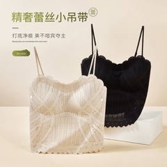 ファンデーション液、レースの美しい背中見せタンクトップ、小さめのキャミソール、インナー、ピュアでセクシーなトップス、ベースレイヤー、アウター、胸パッド付きブラ、インナー