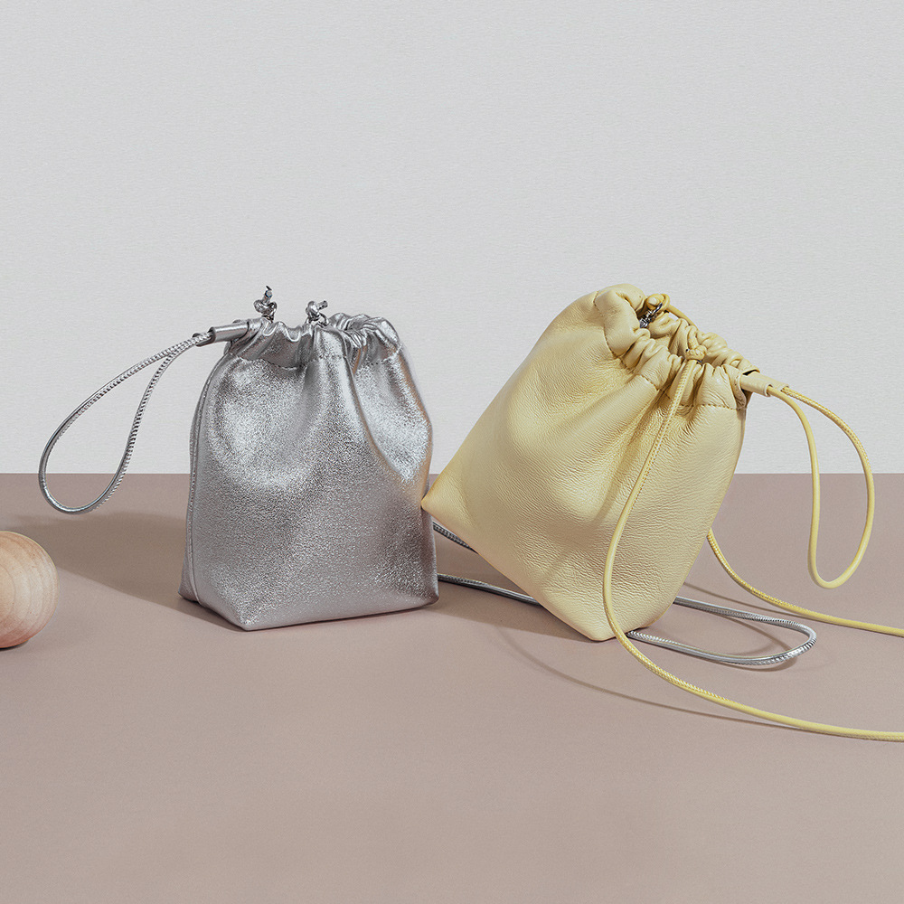 Korean Style Lambskin Mini Fortune Bag Soft Leather Pleated ..