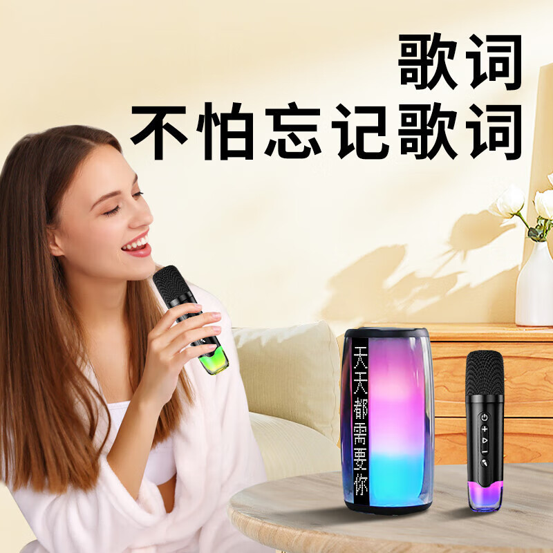 纽曼蓝牙音箱K歌双麦克风小度语音歌词显示便携卡拉ok音响 K191|undefined