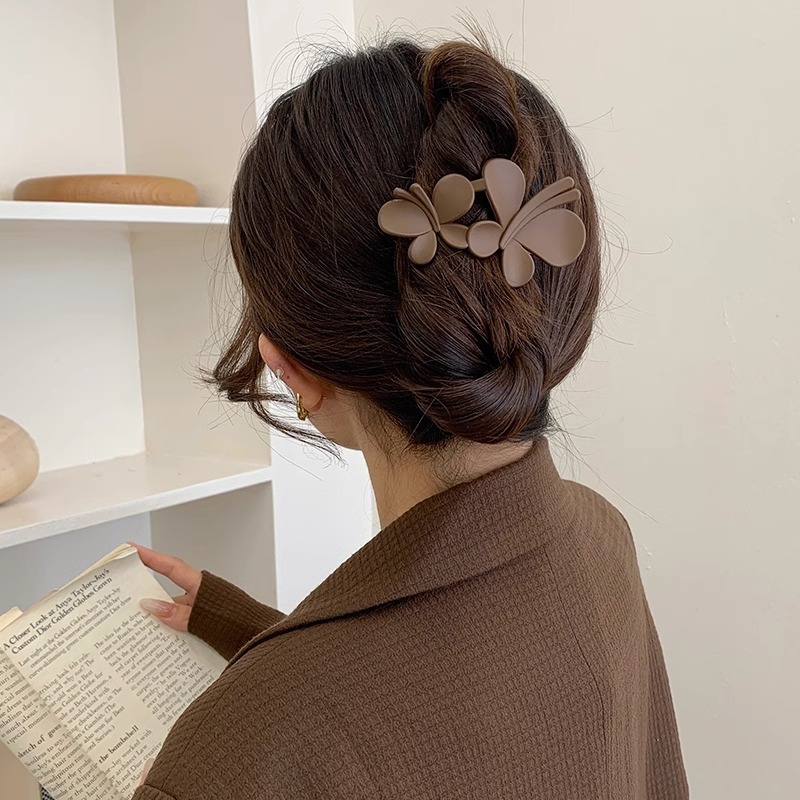 De alta calidad de mariposa horquilla hembra Cabeza trasera updo artefacto temperamento pinza de pelo marrón clip tocado