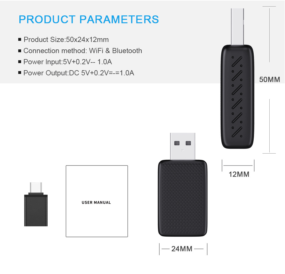 Cross-border hot-selling wired to wireless carplay box upgrade Android smart car interconnection module car