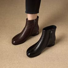爆款马丁靴女2025秋冬时尚加绒保暖粗跟舒适低跟瘦瘦靴洋气短靴女