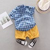 Summer set for boys, children's fashionable cute clothing, shirt for early age, Korean style, western style